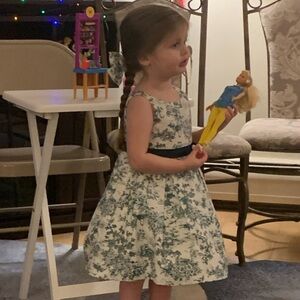 Janie and Jack Green Floral Dress with matching Bow